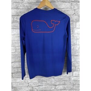 Vineyard Vines Performance long sleeve shirt Blue Orange Whale kids Medium 12 14